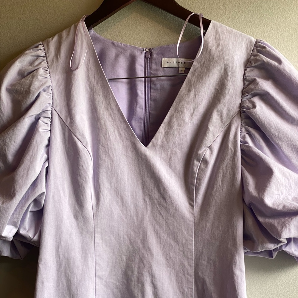 ENDLESS ROSE PUFF SLEEVE BODYCON MINI DRESS LAVENDER SIZE MEDIUM